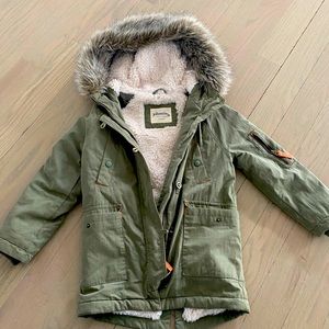 Girls fuzzy lined cargo jacket
